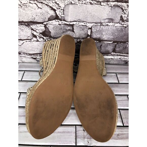 Vince Camuto Marybell Ivory Leather Snake Wedge Espadrilles Sandals Women’s 10.5 - Picture 15 of 16